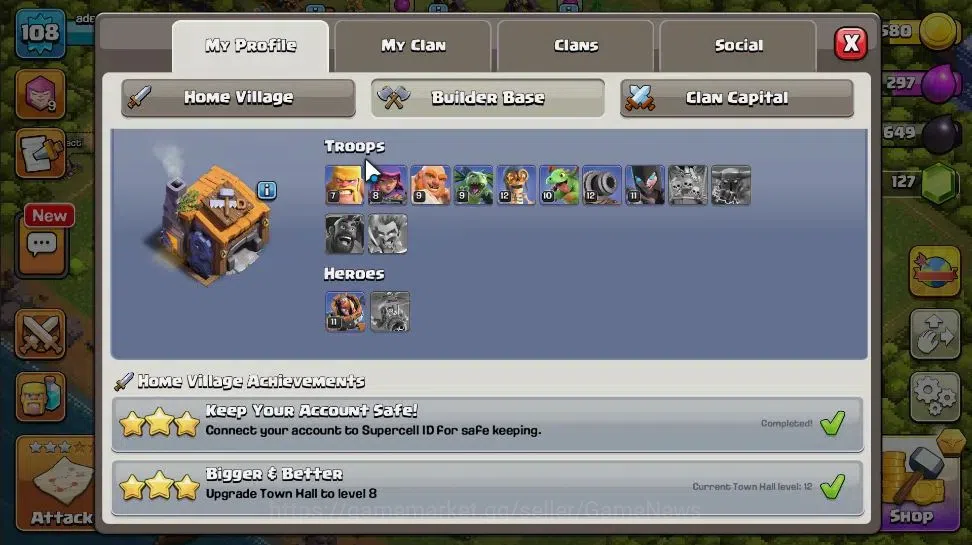 Clash of Clans Accounts LV 108|TH 12 - BH 7|HH 6|Limited Skin|BK 51,AQ 51, image 6