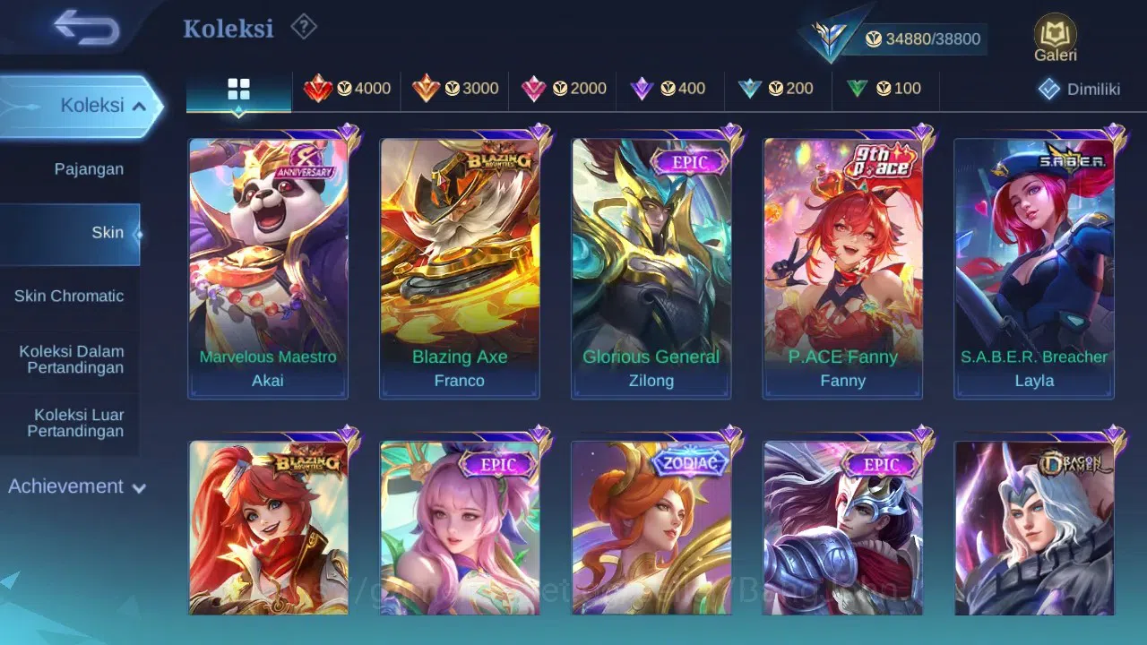 Mobile Legends: Bang Bang Accounts GLOBAL Hero 92 Skin 143 | CC Yuzhong | Zodiac Auro image 3