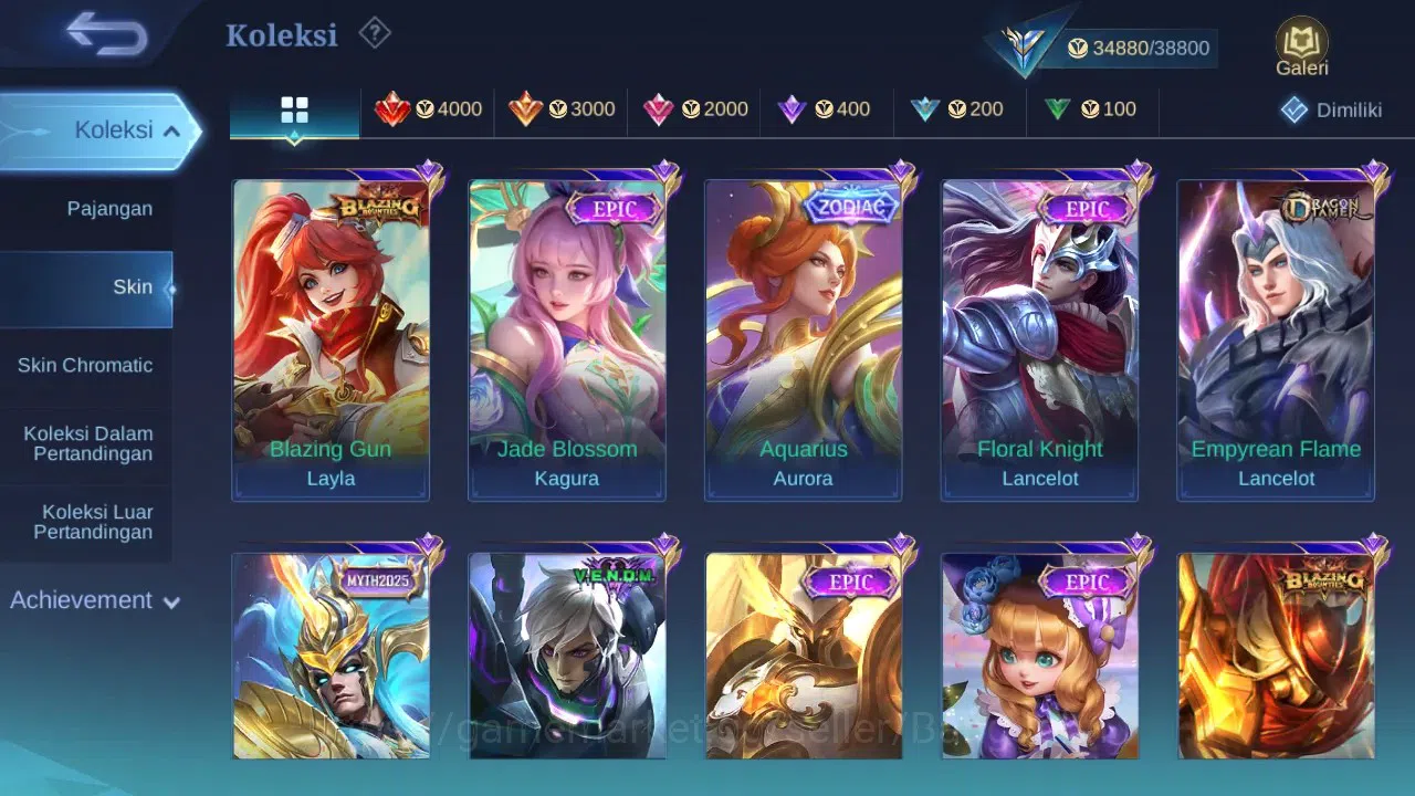 Mobile Legends: Bang Bang Accounts GLOBAL Hero 92 Skin 143 | CC Yuzhong | Zodiac Auro image 4