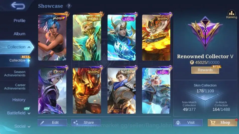 Mobile Legends: Bang Bang Accounts Global|Hero 104|Skin 178|Renowned|Collector Natali image 15