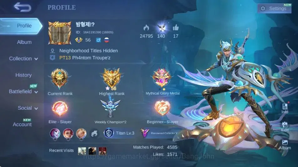 Mobile Legends: Bang Bang Accounts Global|Hero 104|Skin 178|Renowned|Collector Natali image 16