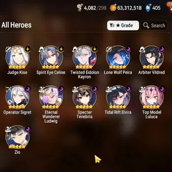Epic Seven Accounts High-End GLOBAL UnVerif|New Era|11 ML(TidalR Elvira,SE Celine,ZIO,etc)+Aube,Aubade,Aby