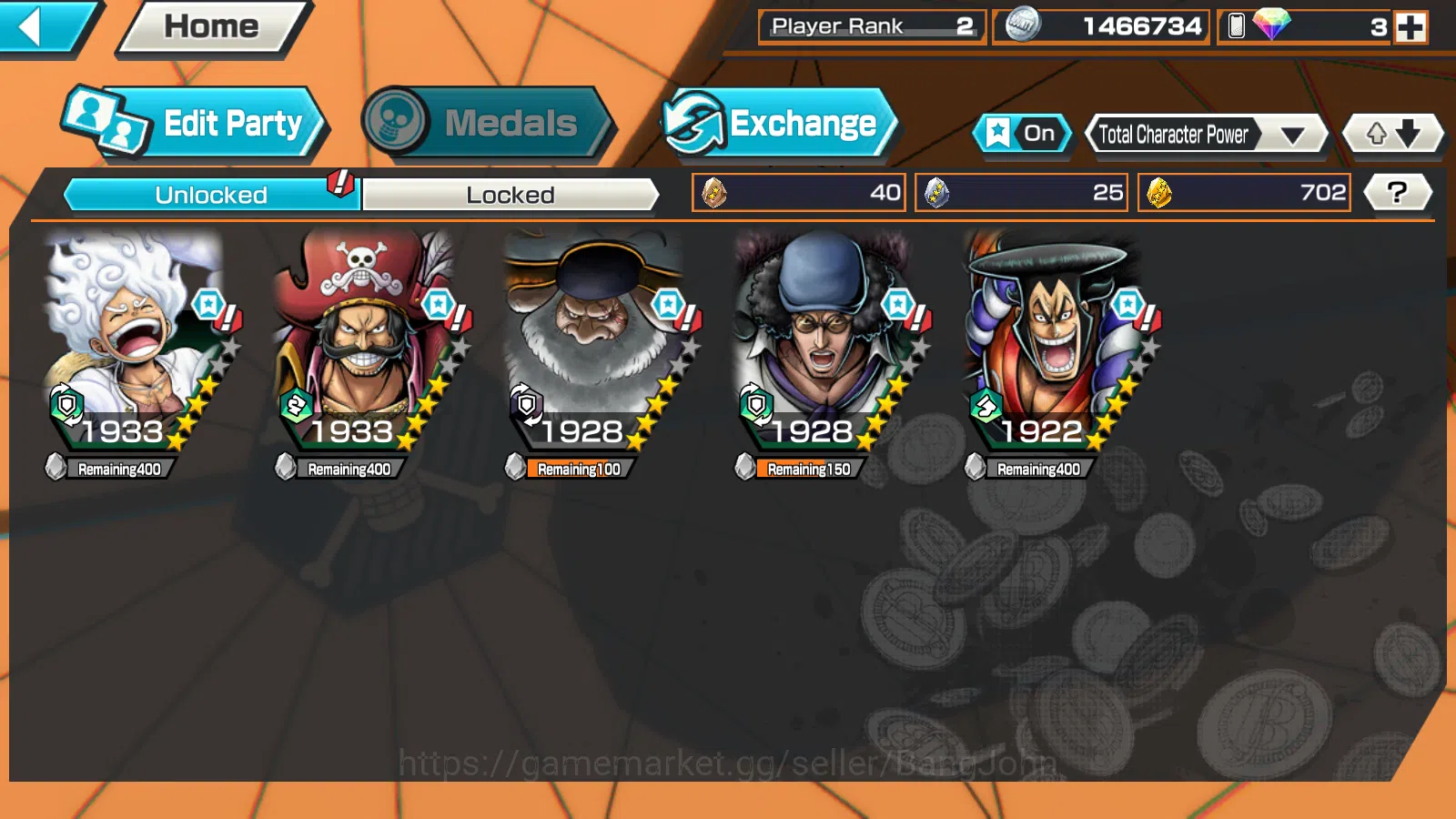 One Piece Bounty Rush Accounts Global | 5EX | KOTP Gol D.Roger,4emperor Monkey D. image 2