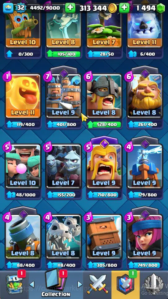 Clash Royale Accounts Midgame Lv 32|Trophy 8199|KTL 11|Limited Skin|Card 119| 1 Hero 5 EVO 8 Champ 19 Legendary 33 Epic 30 11