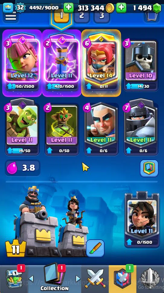 Clash Royale Accounts Midgame Lv 32|Trophy 8199|KTL 11|Limited Skin|Card 119| 1 Hero 5 EVO 8 Champ 19 Legendary 33 Epic 30 4