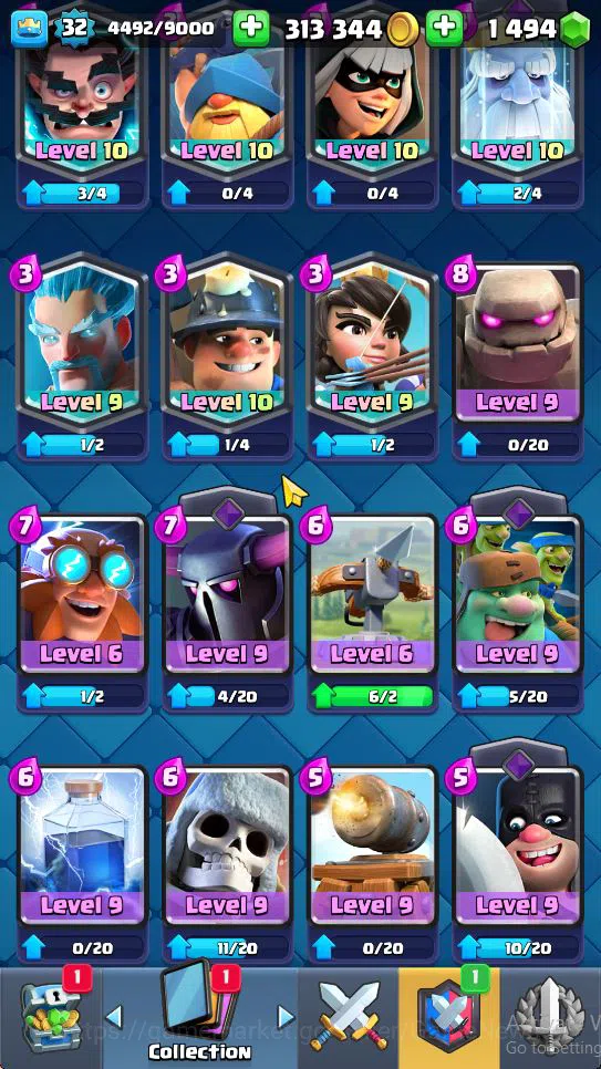 Clash Royale Accounts Midgame Lv 32|Trophy 8199|KTL 11|Limited Skin|Card 119| 1 Hero 5 EVO 8 Champ 19 Legendary 33 Epic 30 7