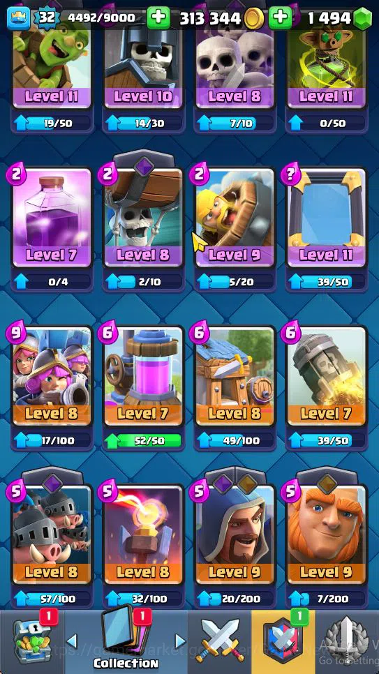 Clash Royale Accounts Midgame Lv 32|Trophy 8199|KTL 11|Limited Skin|Card 119| 1 Hero 5 EVO 8 Champ 19 Legendary 33 Epic 30 9