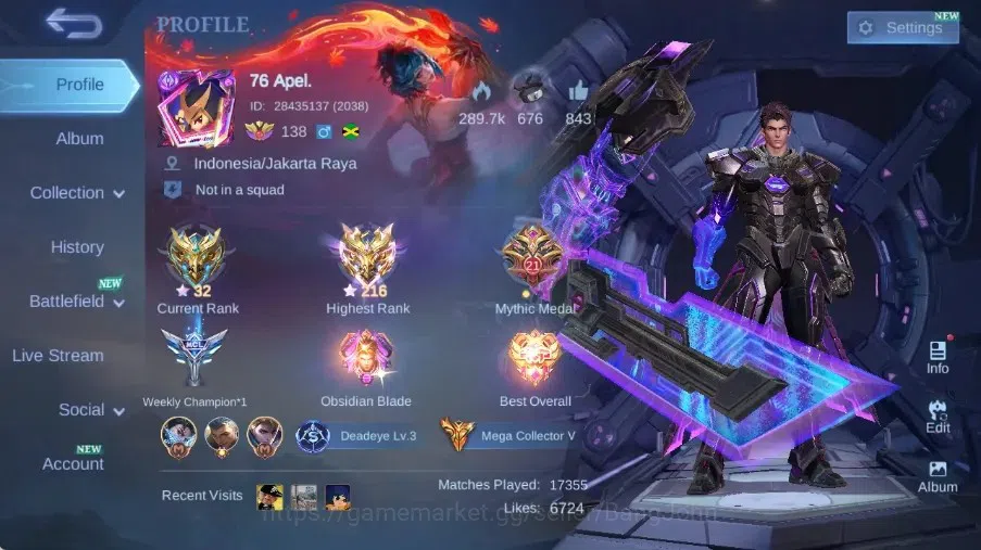 Mobile Legends: Bang Bang Accounts Others Global|Skin 484|Mega|Legend Alucard,Aspirant Angela,KOF 1
