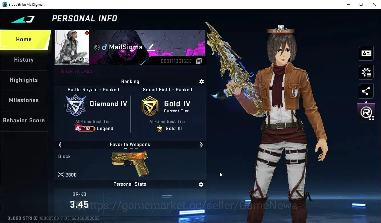 Blood Strike Accounts ASIA|ETERNAL Lv4 UZI,VOLT+MELEE-Shuriken,Collab AO image 2