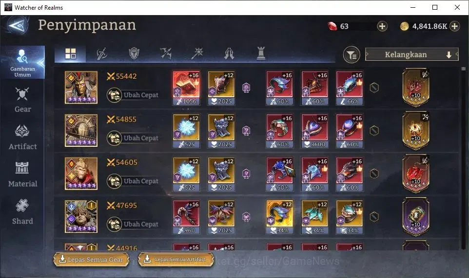 Watcher of Realms Accounts GLOBAL 50x|Lv 46|1,2M Power|4 Lord[Laya,Morrigan,V image 11