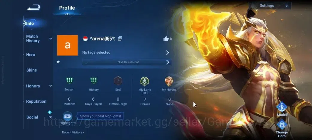 Honor of Kings Accounts Hero 7|Starter with Legend Skin Selection Chest(Di image 2