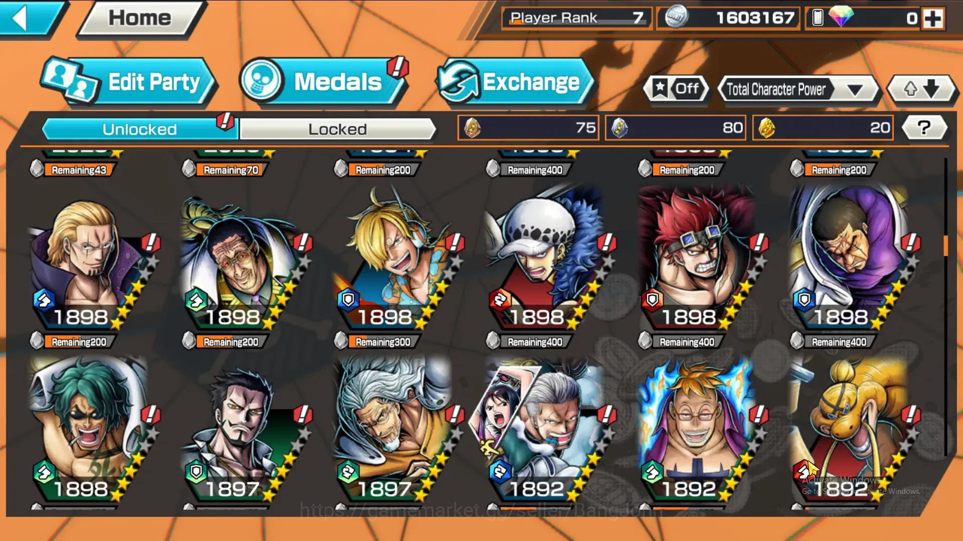 One Piece Bounty Rush Accounts GLOBAL|EX 2|Kizaru,G5 Luffy| Rank 7|more detail ch image 6
