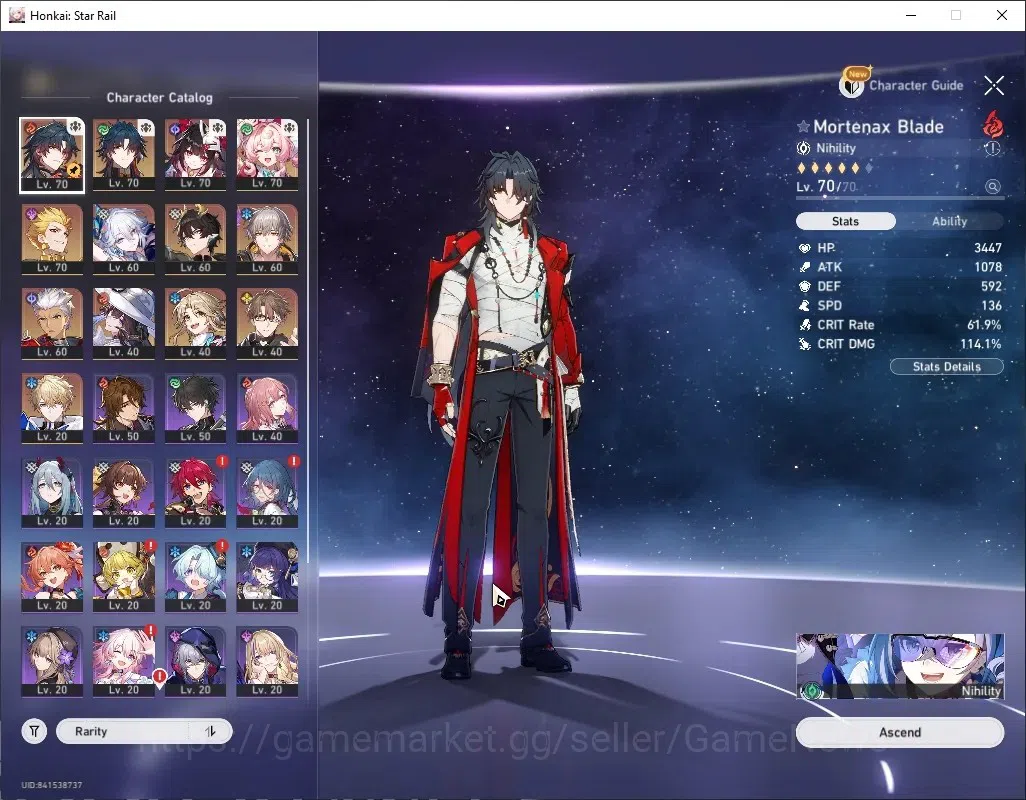 Honkai Star Rail Accounts Others ASIA |TL 53|9 Limited|Pream Team Archer| Yao Guang +Sign|Gilgamesh,Mortenax 1