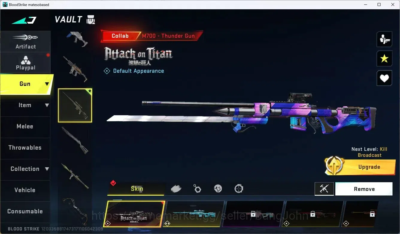 Blood Strike Accounts ASIA | 4 AOT COLLAB GUNS | AOT Mikasa | Eternal AU image 4