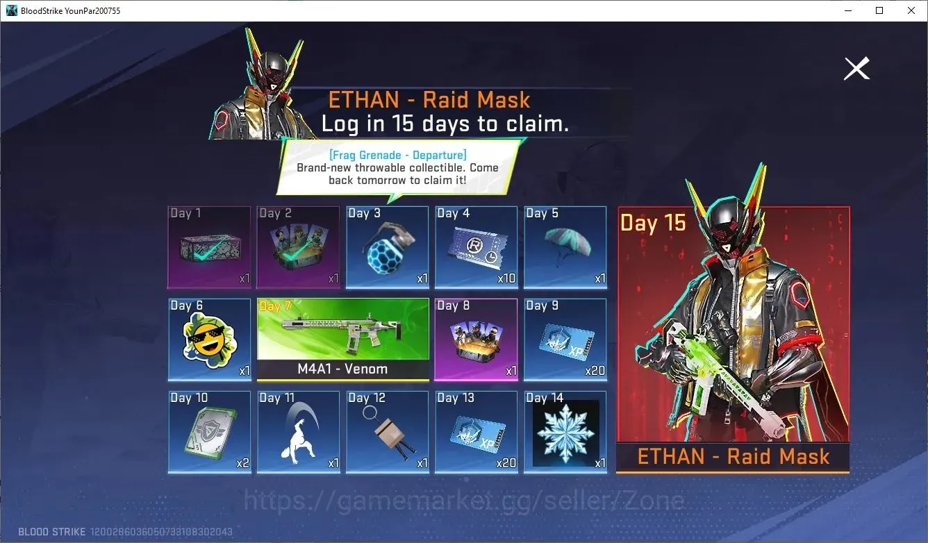 Blood Strike Accounts Others ASIA|1 ETERNAL: MB2-Noxdra|1 AOT Gun: M4A1-Battle of Faith|2 Legendary Chests|Check 1