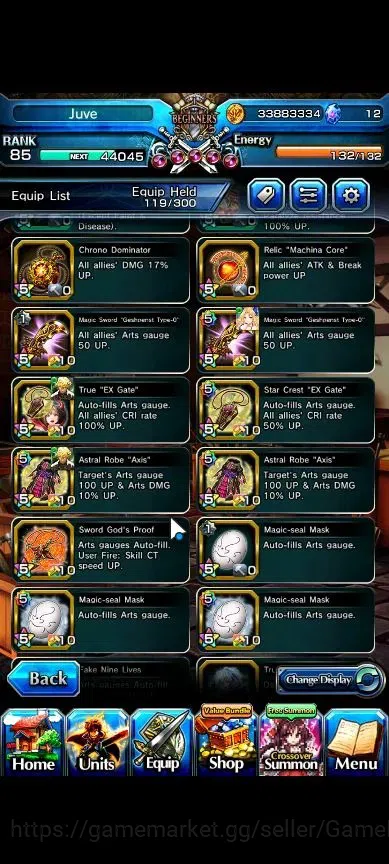 Grand Summoners Accounts End-Game Global|Rank 85|16 Ascend+7 TW|[S Miyu,Emiya,Chloe,S Chloe,Veldora,Akemi,6x 15