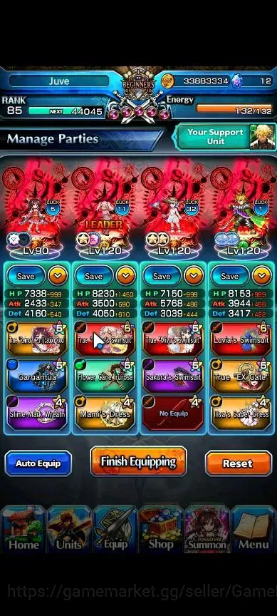 Grand Summoners Accounts End-Game Global|Rank 85|16 Ascend+7 TW|[S Miyu,Emiya,Chloe,S Chloe,Veldora,Akemi,6x 4