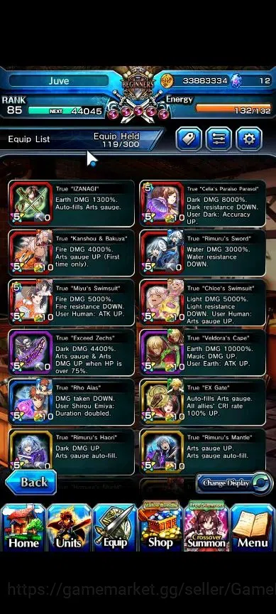 Grand Summoners Accounts End-Game Global|Rank 85|16 Ascend+7 TW|[S Miyu,Emiya,Chloe,S Chloe,Veldora,Akemi,6x 6