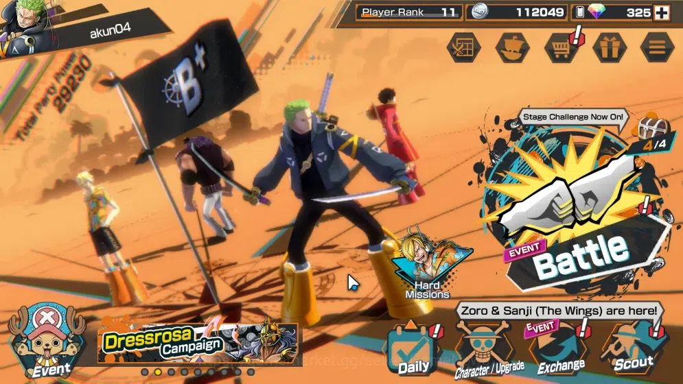 One Piece Bounty Rush Accounts Global|1 EX|Great Pirate Gol D. Roger|325 Crystal| image 1