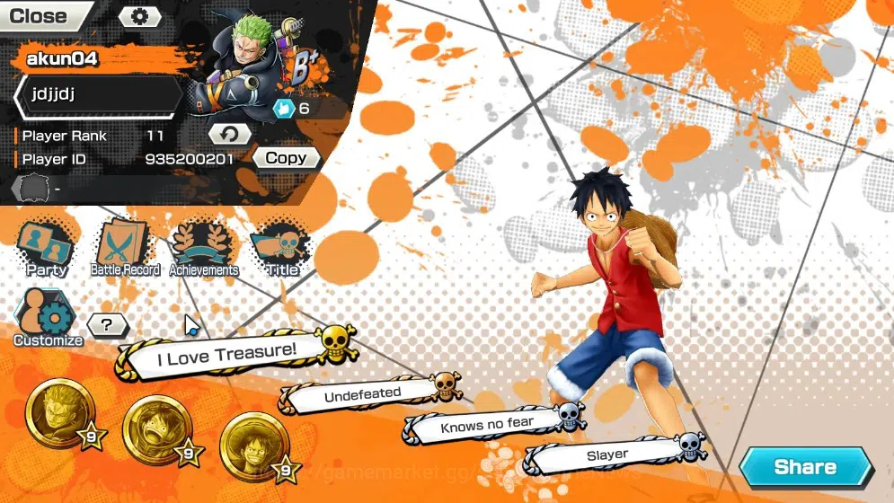 One Piece Bounty Rush Accounts Global|1 EX|Great Pirate Gol D. Roger|325 Crystal| image 2