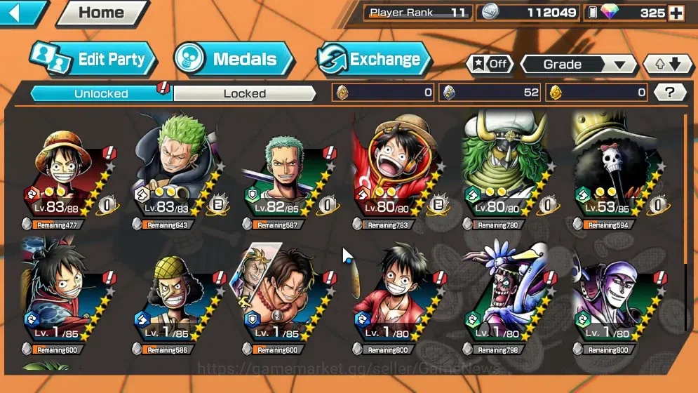 One Piece Bounty Rush Accounts Global|1 EX|Great Pirate Gol D. Roger|325 Crystal| image 7
