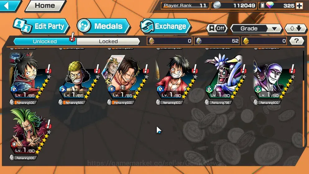One Piece Bounty Rush Accounts Global|1 EX|Great Pirate Gol D. Roger|325 Crystal| image 8