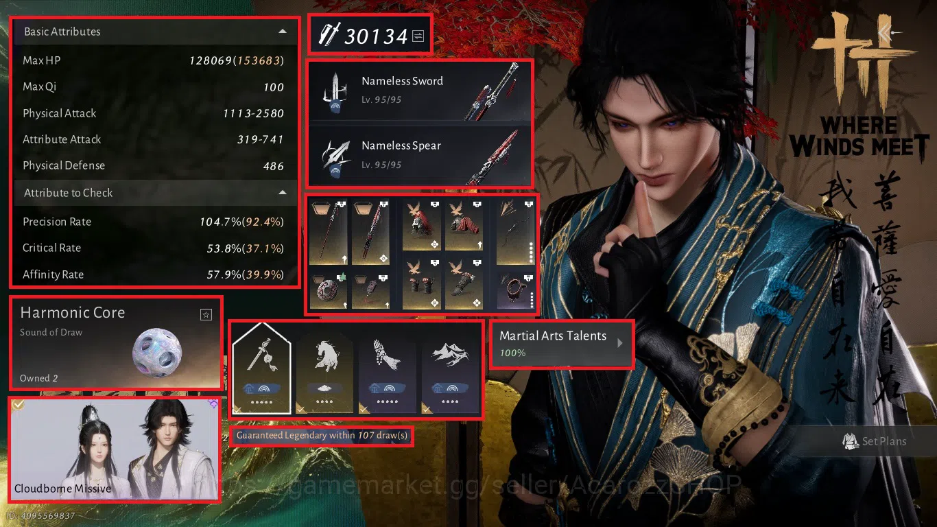 Where Winds Meet Accounts GLOBAL - ASIA / LV 95 - 30.130GS / NAMELESS SWORD+ image 1
