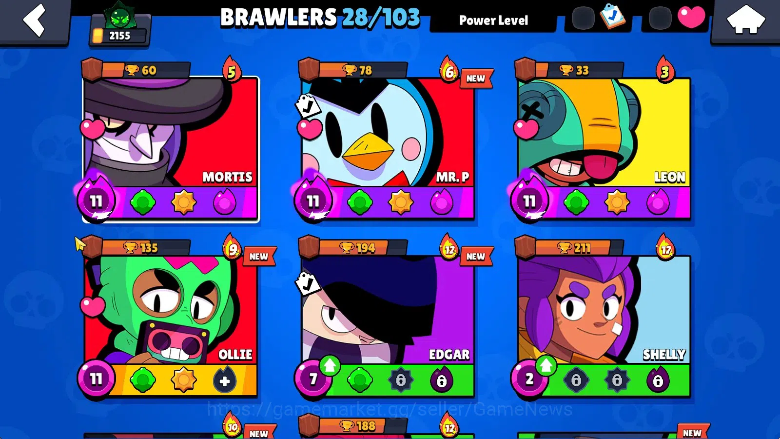 Brawl Stars Accounts 2155 Trophy|28 Brawlers 4 Max(Mortis,Mr P,Leon,Oll image 5