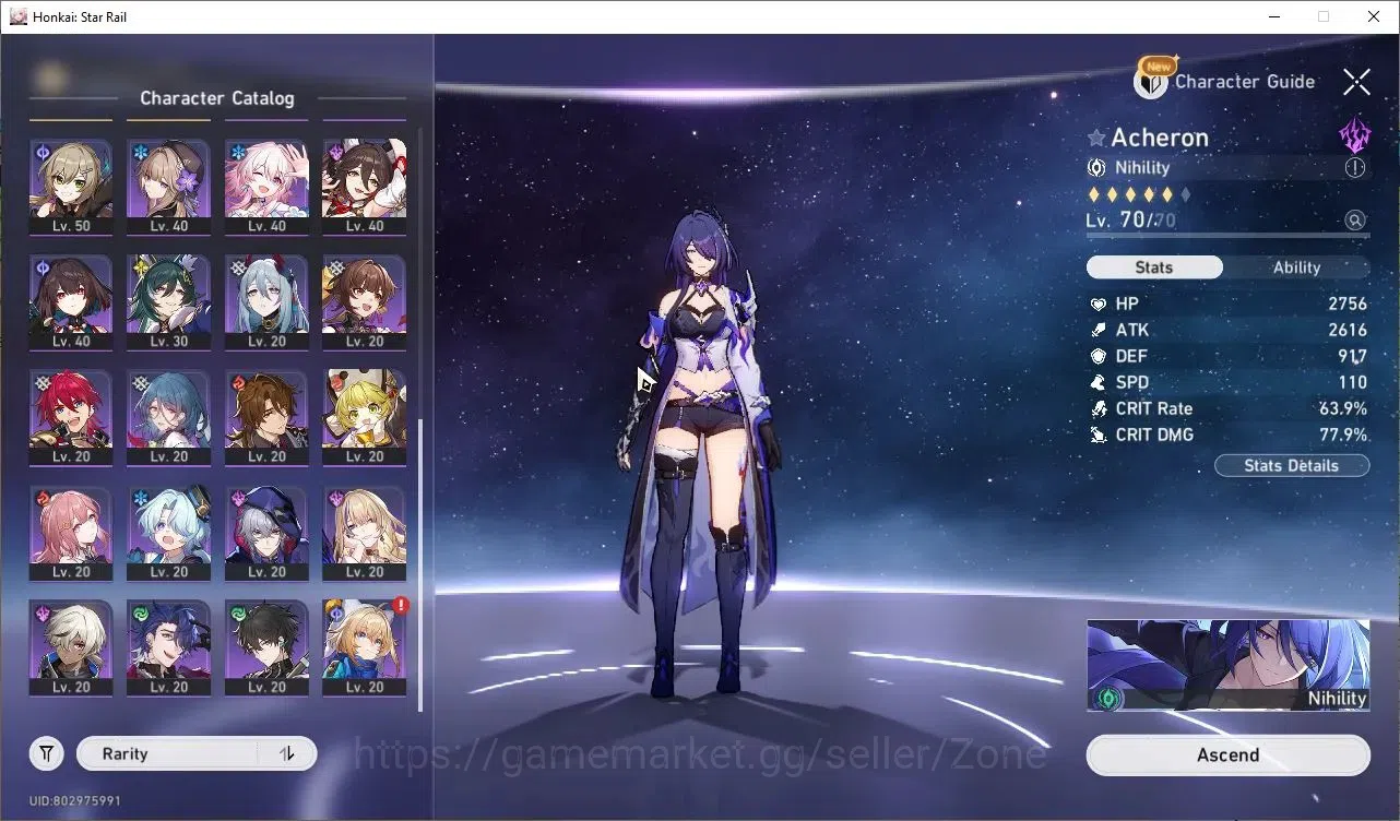 Honkai Star Rail Accounts Others Asia|TL60|7 Lim|DHIL+Acheron|Sparkle|Robin|Firefly|Bronya LC S1|1972 Jade|Detail Cek 2