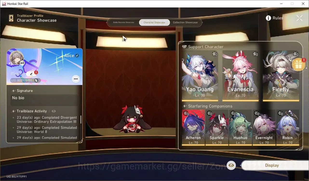 Honkai Star Rail Accounts Others Asia|TL60|7 Lim|DHIL+Acheron|Sparkle|Robin|Firefly|Bronya LC S1|1972 Jade|Detail Cek 3