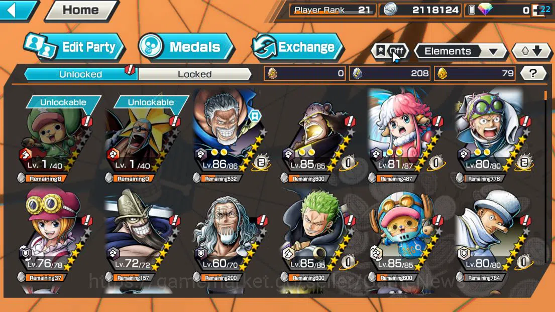 One Piece Bounty Rush Accounts Starter Global| 4 EX| Legendary Hero D.Garp,FILM Z Zephyr,Blackbeard Pirates Kuzan,Navy HQ 5