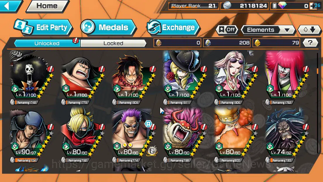 One Piece Bounty Rush Accounts Starter Global| 4 EX| Legendary Hero D.Garp,FILM Z Zephyr,Blackbeard Pirates Kuzan,Navy HQ 8