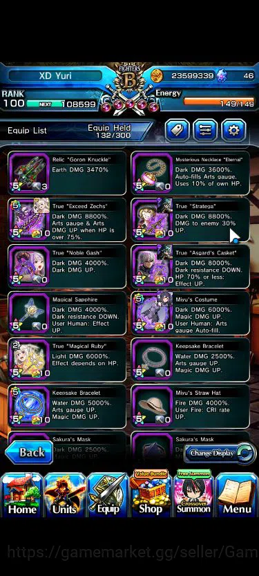 Grand Summoners Accounts Mid-Game Global|Rank 100|1 Sp Art+25 Ascend+2 TW|[Emiya,Chloe]+TW,S Miyu,Jay,S Luvrin,WH 10