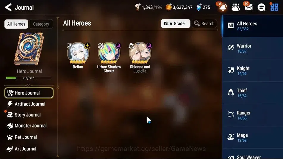 Epic Seven Accounts Starter GLOBAL UnVerif|New Era|3 ML(Rhiana& Lucie,Belian,US Choux)+Tenebria,Landy,etc|Poh ON|1 K 6