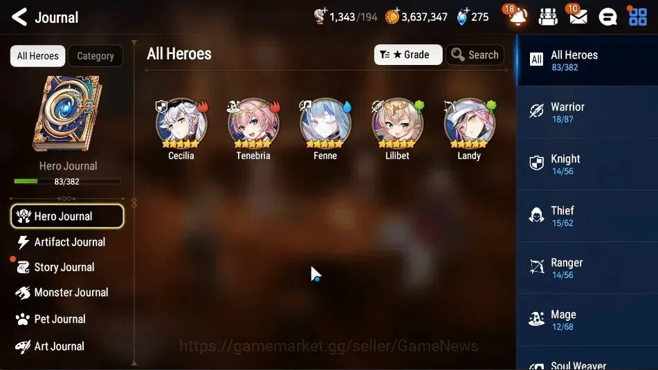 Epic Seven Accounts Starter GLOBAL UnVerif|New Era|3 ML(Rhiana& Lucie,Belian,US Choux)+Tenebria,Landy,etc|Poh ON|1 K 7