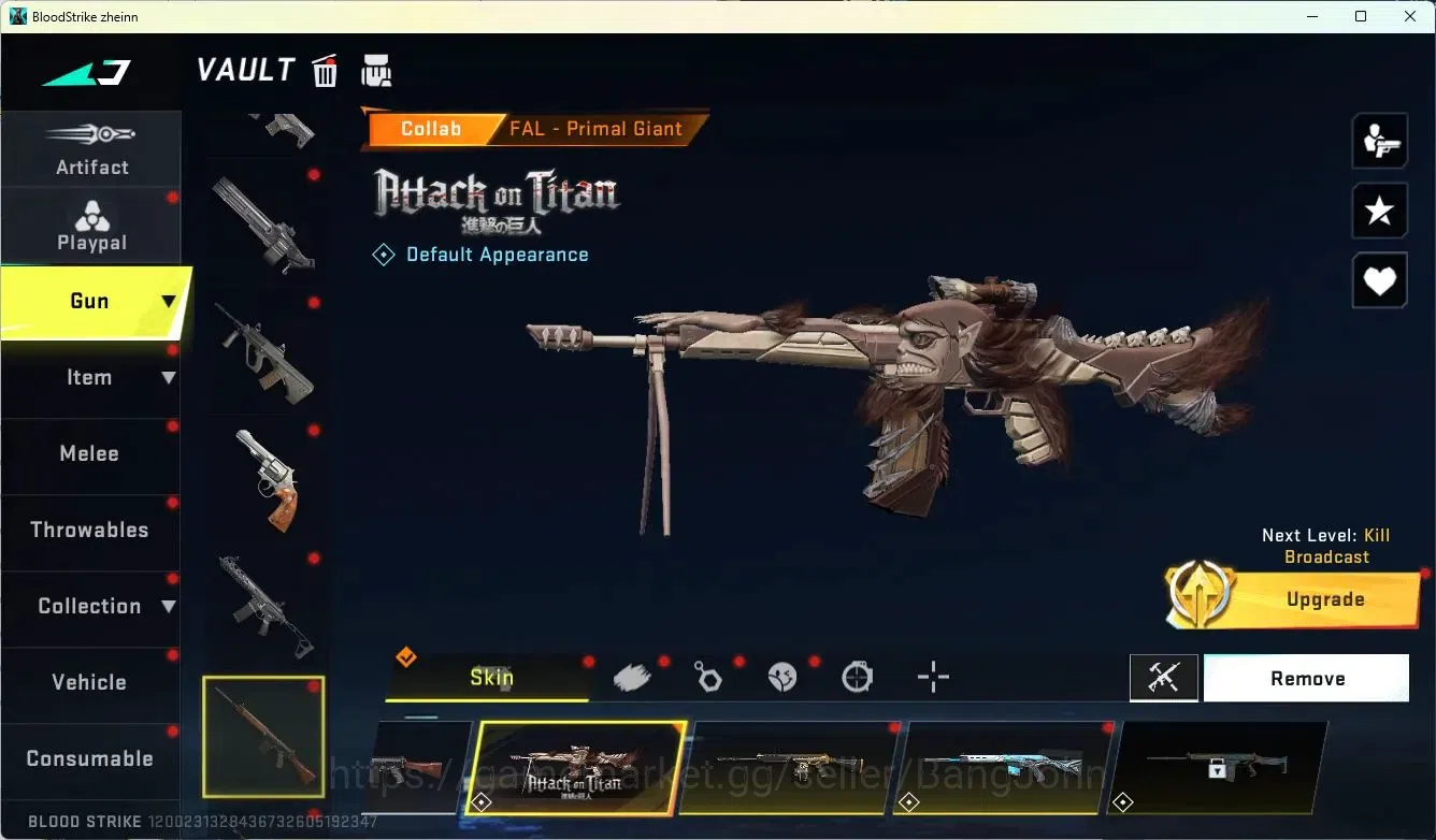 Blood Strike Accounts ASIA | 4 7DS: AK47,M700,Kar98K,QBZ95 | 2 AOT: KAG- image 11