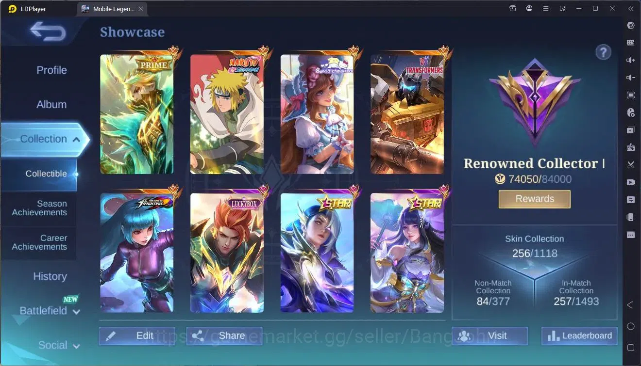 Mobile Legends: Bang Bang Accounts Collector Global|Hero 133|Skin 256|Renowned|Prime Granger|Naruto GS|Sanrio Floryn|TFM 2