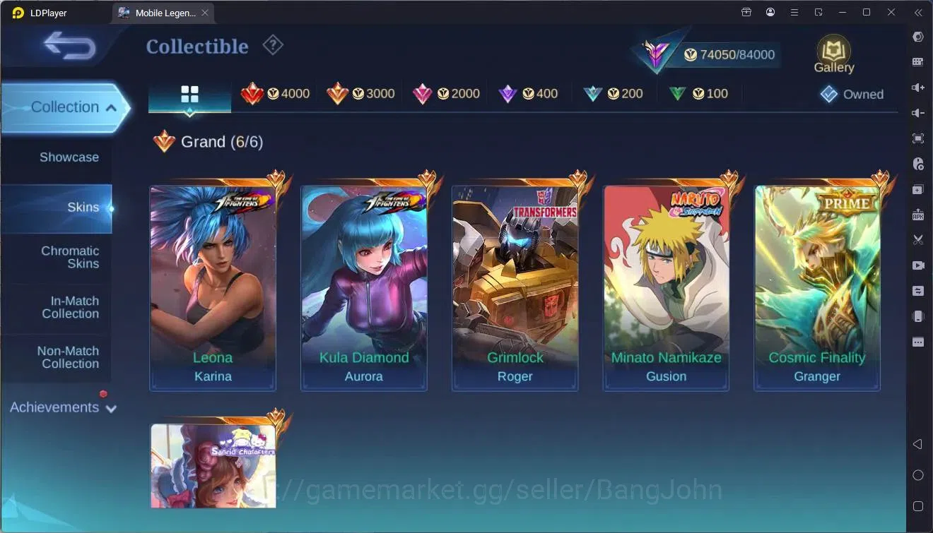 Mobile Legends: Bang Bang Accounts Collector Global|Hero 133|Skin 256|Renowned|Prime Granger|Naruto GS|Sanrio Floryn|TFM 7
