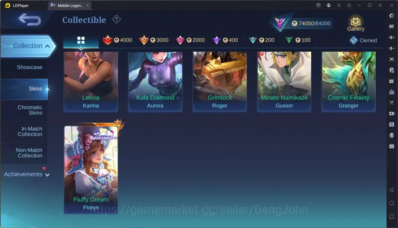 Mobile Legends: Bang Bang Accounts Collector Global|Hero 133|Skin 256|Renowned|Prime Granger|Naruto GS|Sanrio Floryn|TFM 8