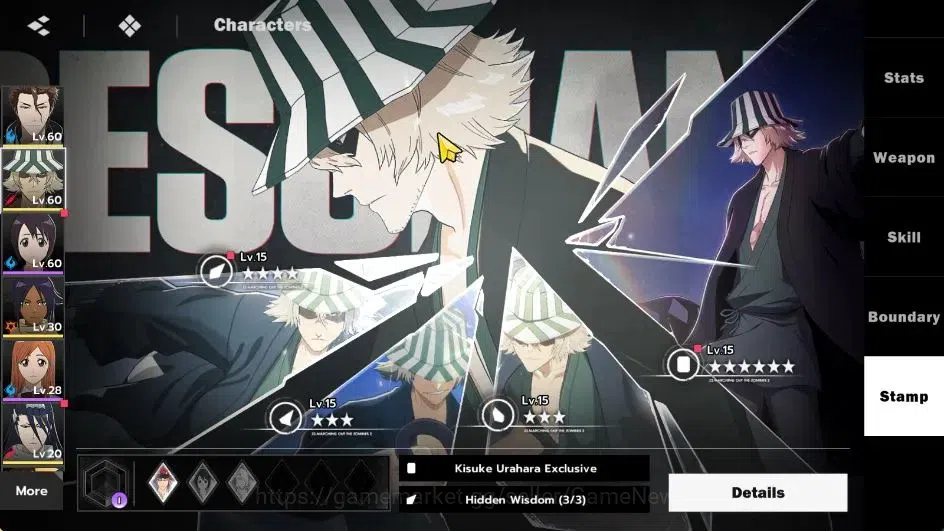 BLEACH: Soul Resonance Accounts NUVERSE SEA|Lvl 40|4 SSR|3 Sign|(Sosuke Aizen B1,Kisuke Urahara)+Stamp,Yoruichi,Byakuya|Log 11