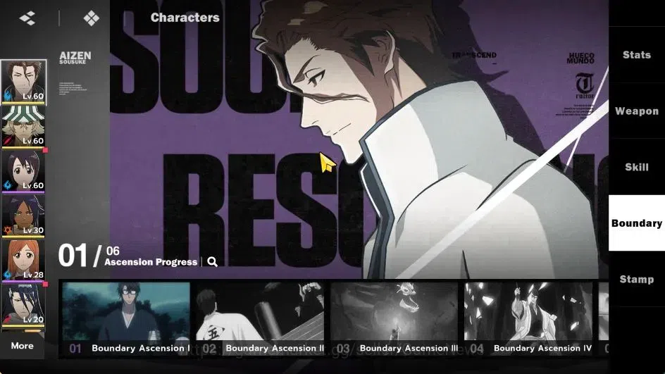 BLEACH: Soul Resonance Accounts NUVERSE SEA|Lvl 40|4 SSR|3 Sign|(Sosuke Aizen B1,Kisuke Urahara)+Stamp,Yoruichi,Byakuya|Log 7