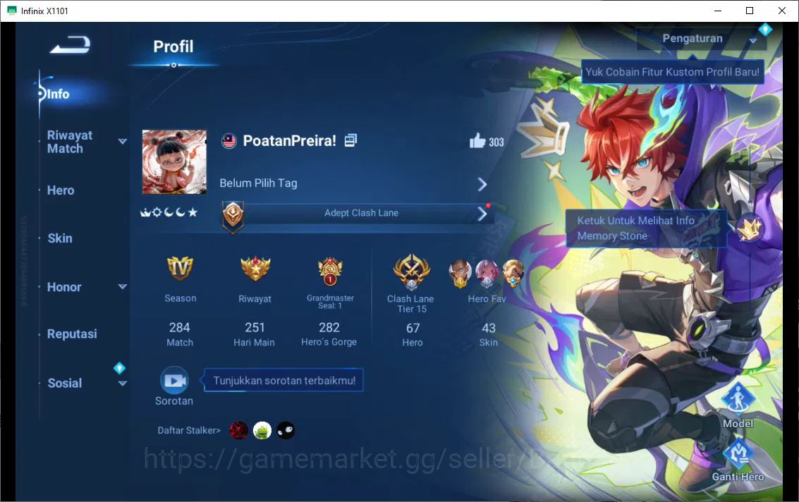 Honor of Kings Accounts GLOBAL|67HR|43SK|PRECIOUS=SUN CE|GM=GAN AND MO|WOR image 10