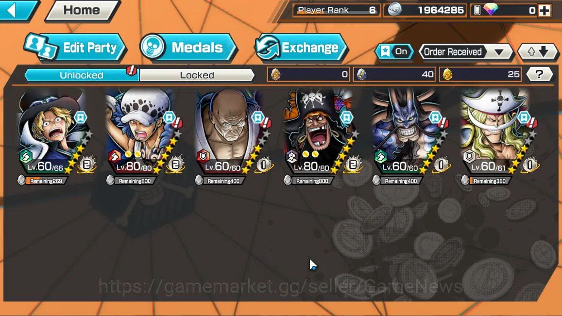 One Piece Bounty Rush Accounts Global|6EX|Fire Emperor Sabo,WI Law,5Elder Nusjuro image 15