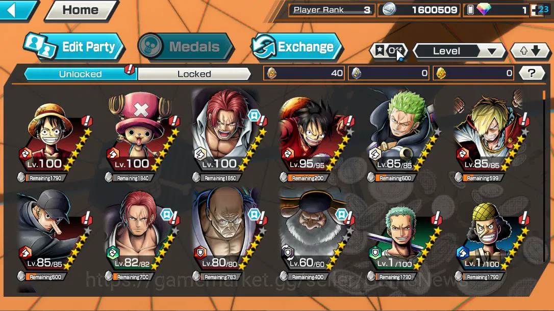 One Piece Bounty Rush Accounts Starter Global|4 EX 1 MAX| FILM RED Shanks,T5E St.Ethanbaron Nusjuro,Divine Departure 5