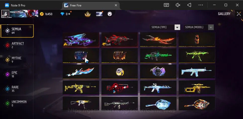 Free Fire Accounts Indonesia|Ak47 Blue Flame Draco Lv 5,SCAR Megalodo image 3