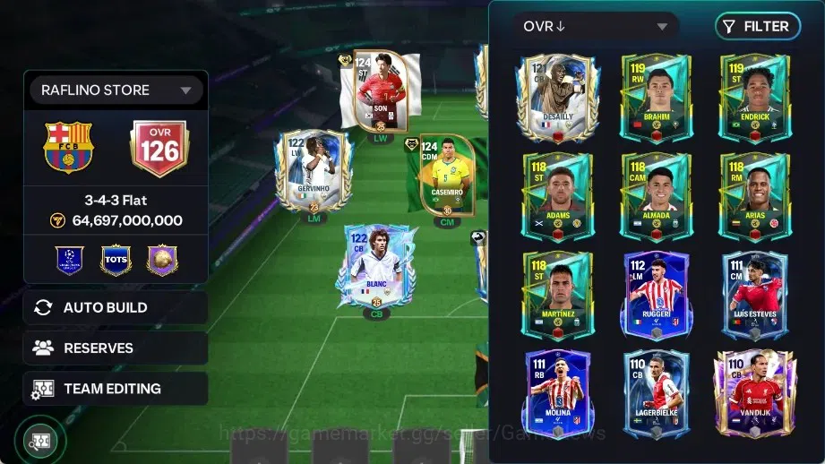 EA SPORTS FC Mobile Accounts OVR 126/64B Value, Max Badge|Starting 11 Full EVO( image 5