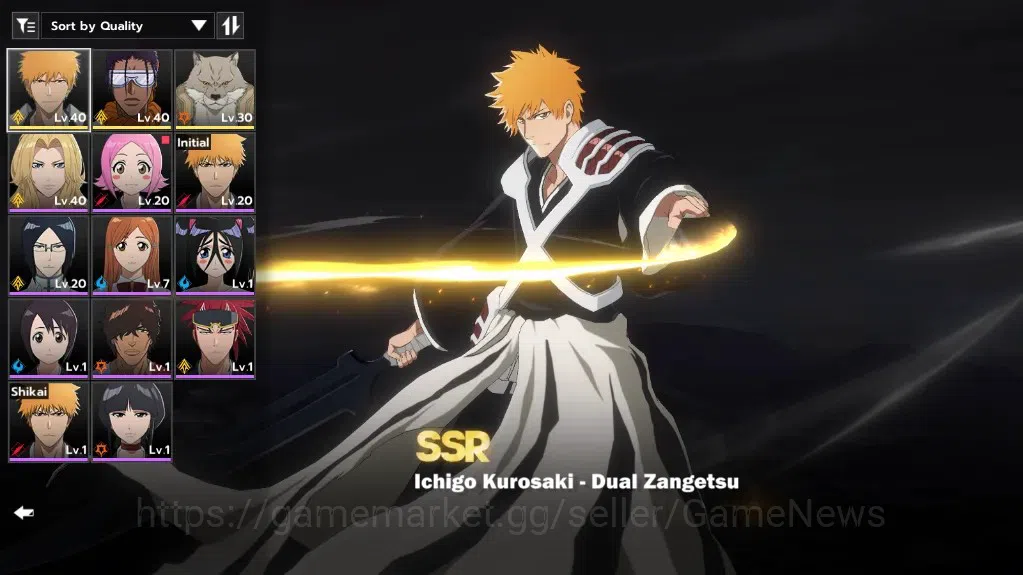 BLEACH: Soul Resonance Accounts NUVERSE SEA|Lv 25|3 SSR|Ichigo Dual Zangetsu & Tosen + Signature,Sajin|4k SJ,12 LGT,53 GT,6 1