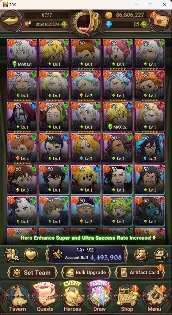 The Seven Deadly Sins: Grand Cross Accounts ASIA|4,4M CC|70 LS+Selector Box|3 LR+6UR+Many Cola image 11