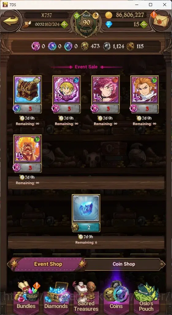 The Seven Deadly Sins: Grand Cross Accounts ASIA|4,4M CC|70 LS+Selector Box|3 LR+6UR+Many Cola image 15