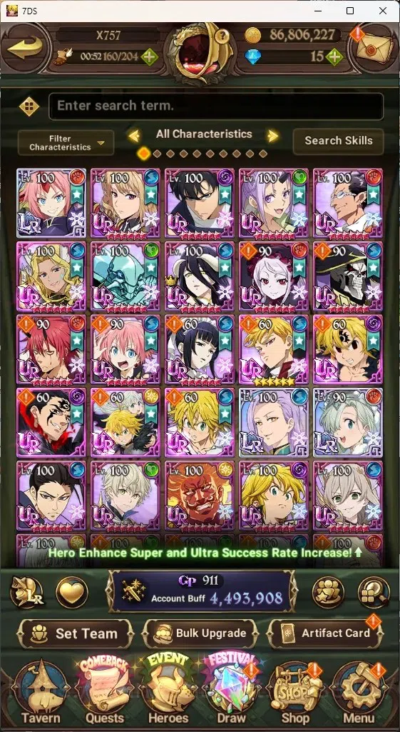 The Seven Deadly Sins: Grand Cross Accounts ASIA|4,4M CC|70 LS+Selector Box|3 LR+6UR+Many Cola image 4